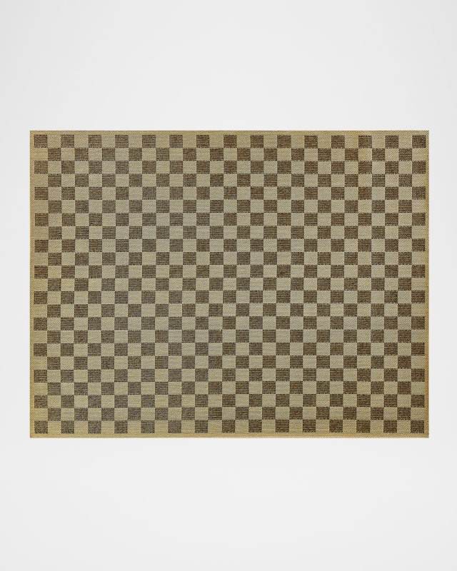 Black Check Indoor/Outdoor Rug, 8' x 10'